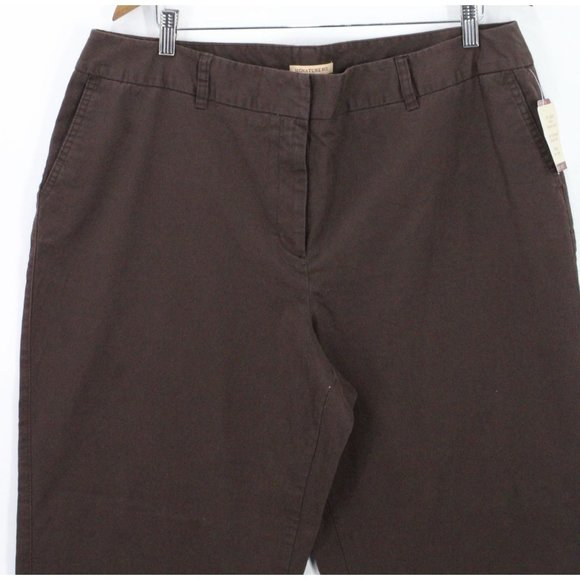 Convington Pants Womens Brown Casual Signature Fit Cotton Flat Front Size 18 NWT - Picture 2 of 8
